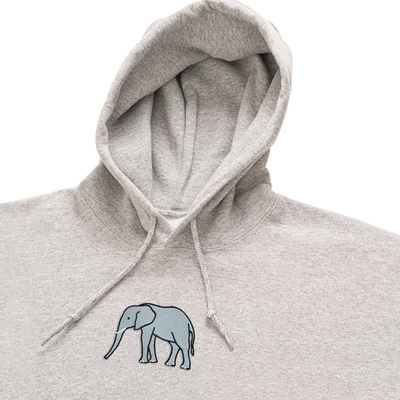 Bobby's Planet Men's Embroidered Elephant Hoodie from African Animals Collection in Sport Grey Color#color_sport-grey
