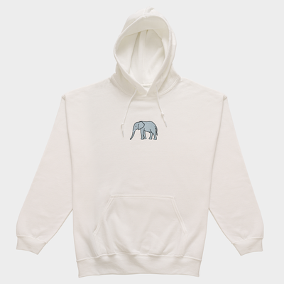 Bobby's Planet Women's Embroidered Elephant Hoodie from African Animals Collection in White Color#color_white