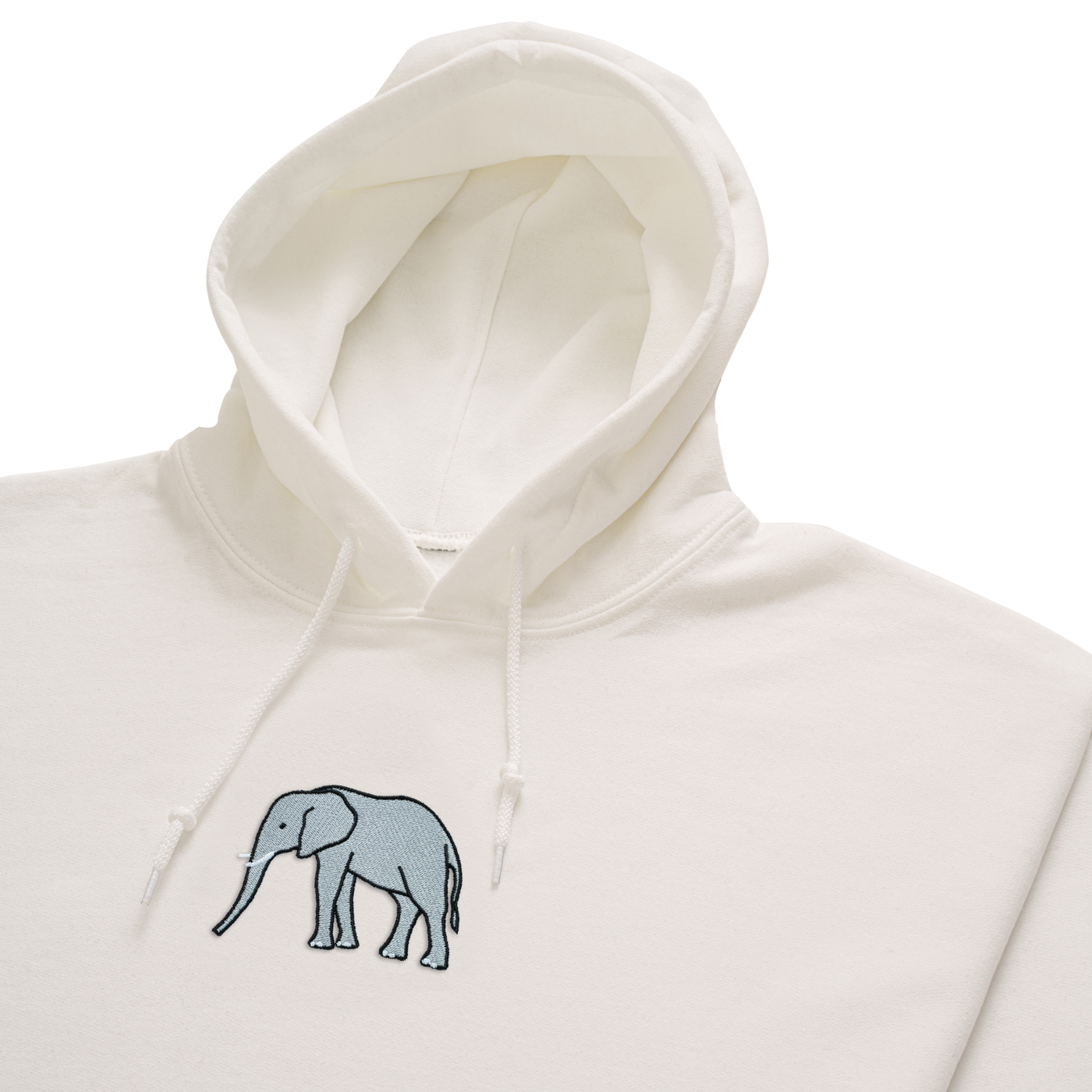 Bobby's Planet Men's Embroidered Elephant Hoodie from African Animals Collection in White Color#color_white