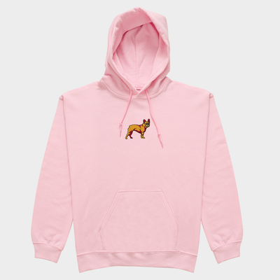 Bobby's Planet Women's Embroidered French Bulldog Hoodie from Paws Dog Cat Animals Collection in Light Pink Color#color_light-pink