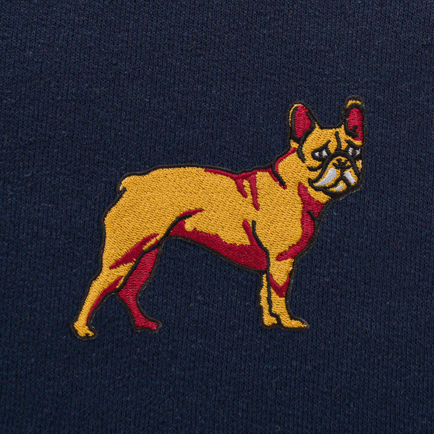 Bobby's Planet Men's Embroidered French Bulldog Hoodie from Paws Dog Cat Animals Collection in Navy Color#color_navy