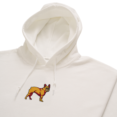 Bobby's Planet Men's Embroidered French Bulldog Hoodie from Paws Dog Cat Animals Collection in White Color#color_white