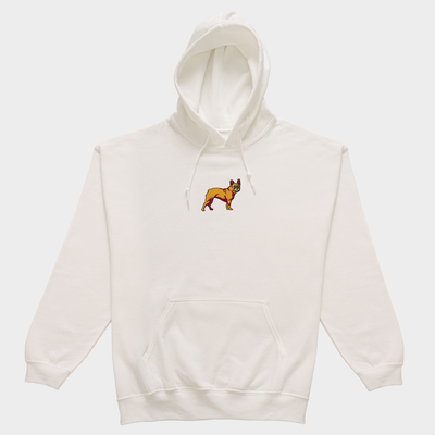 Bobby's Planet Men's Embroidered French Bulldog Hoodie from Paws Dog Cat Animals Collection in White Color#color_white
