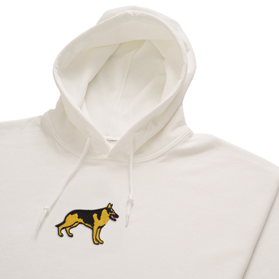 Bobby's Planet Men's Embroidered German Shepherd Hoodie from Paws Dog Cat Animals Collection in White Color#color_white