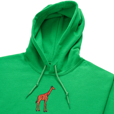 Bobby's Planet Men's Embroidered Giraffe Hoodie from African Animals Collection in Irish Green Color#color_irish-green
