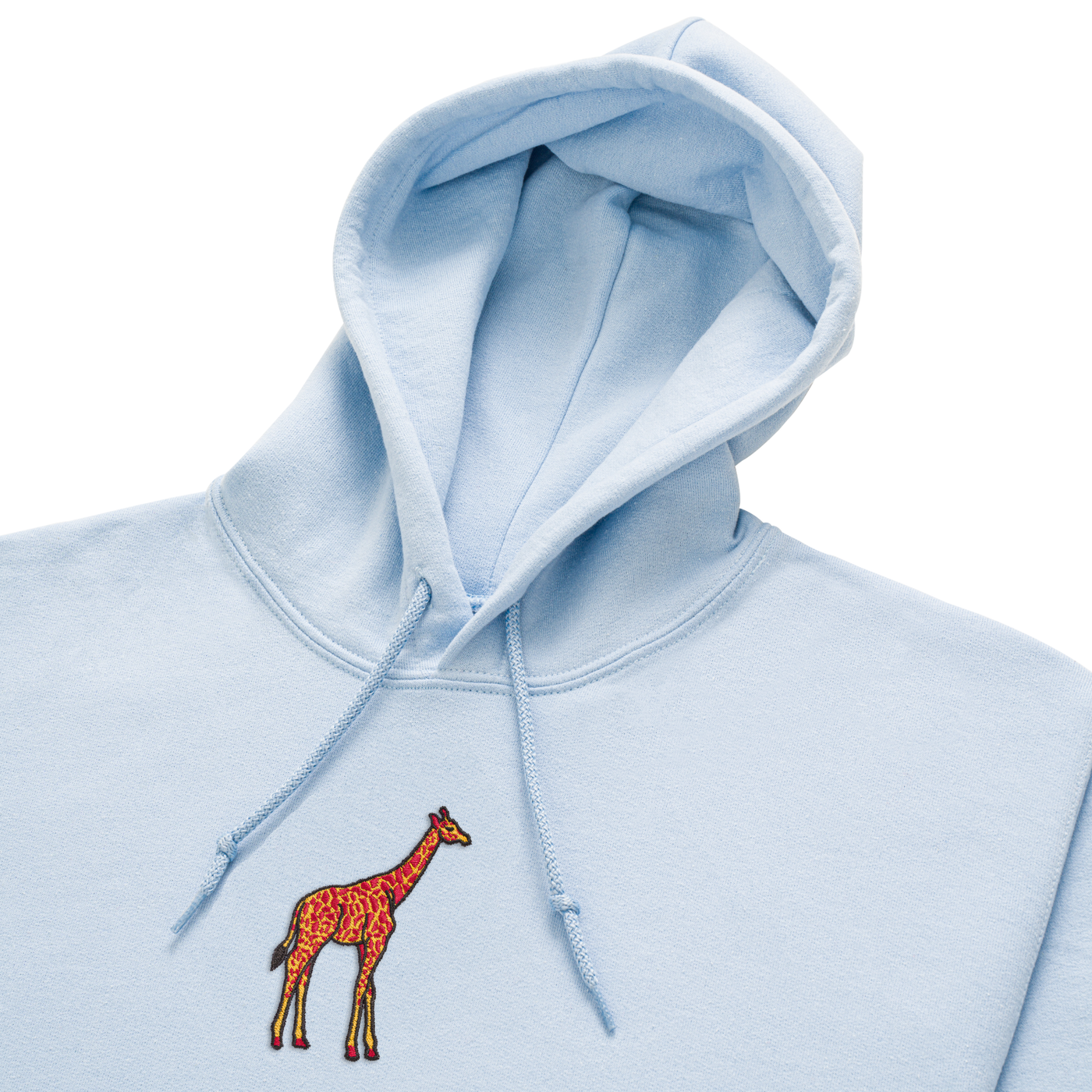 Bobby's Planet Women's Embroidered Giraffe Hoodie from African Animals Collection in Light Blue Color#color_light-blue