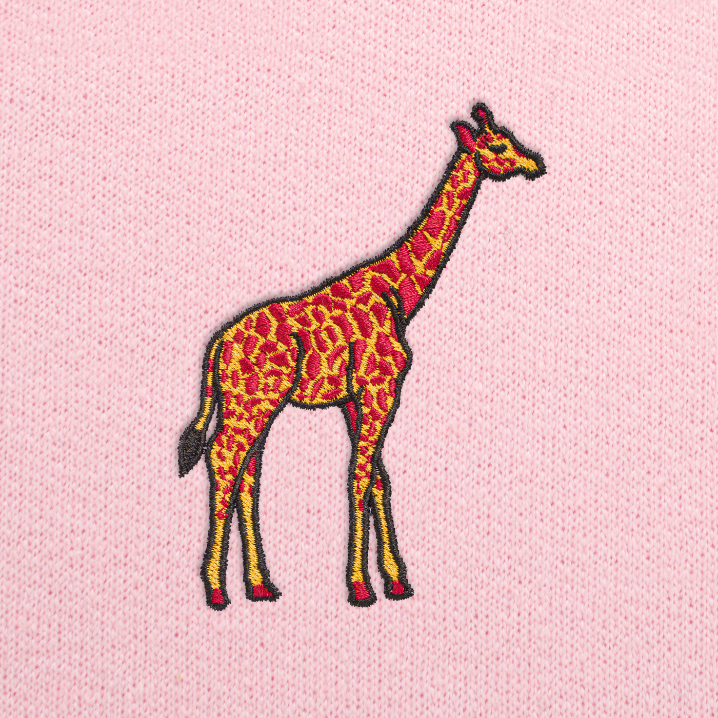 Bobby's Planet Women's Embroidered Giraffe Hoodie from African Animals Collection in Light Pink Color#color_light-pink