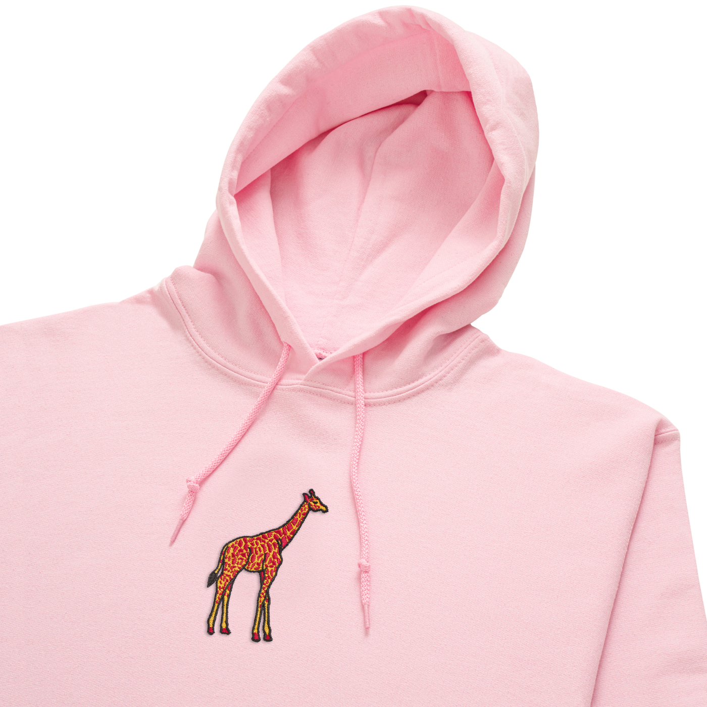 Bobby's Planet Women's Embroidered Giraffe Hoodie from African Animals Collection in Light Pink Color#color_light-pink