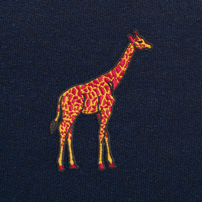 Bobby's Planet Men's Embroidered Giraffe Hoodie from African Animals Collection in Navy Color#color_navy