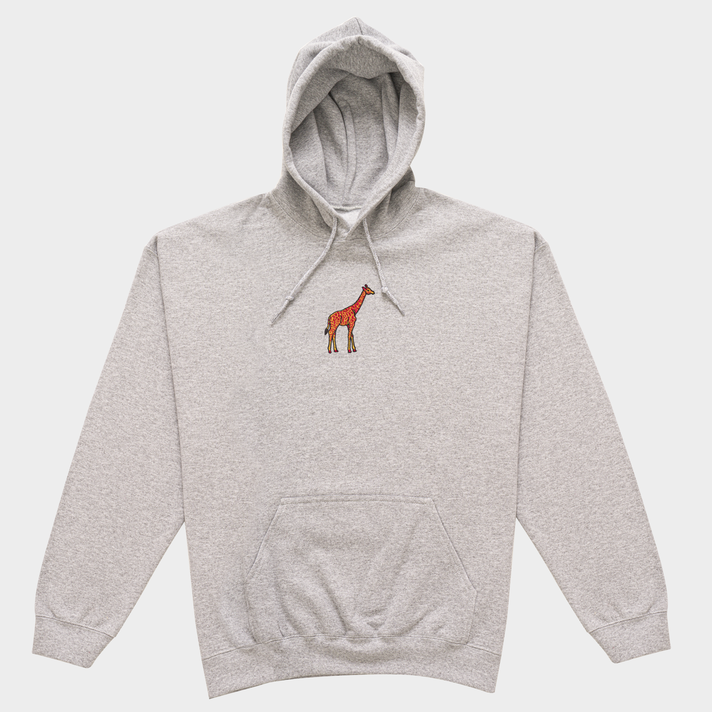 Bobby's Planet Men's Embroidered Giraffe Hoodie from African Animals Collection in Sport Grey Color#color_sport-grey