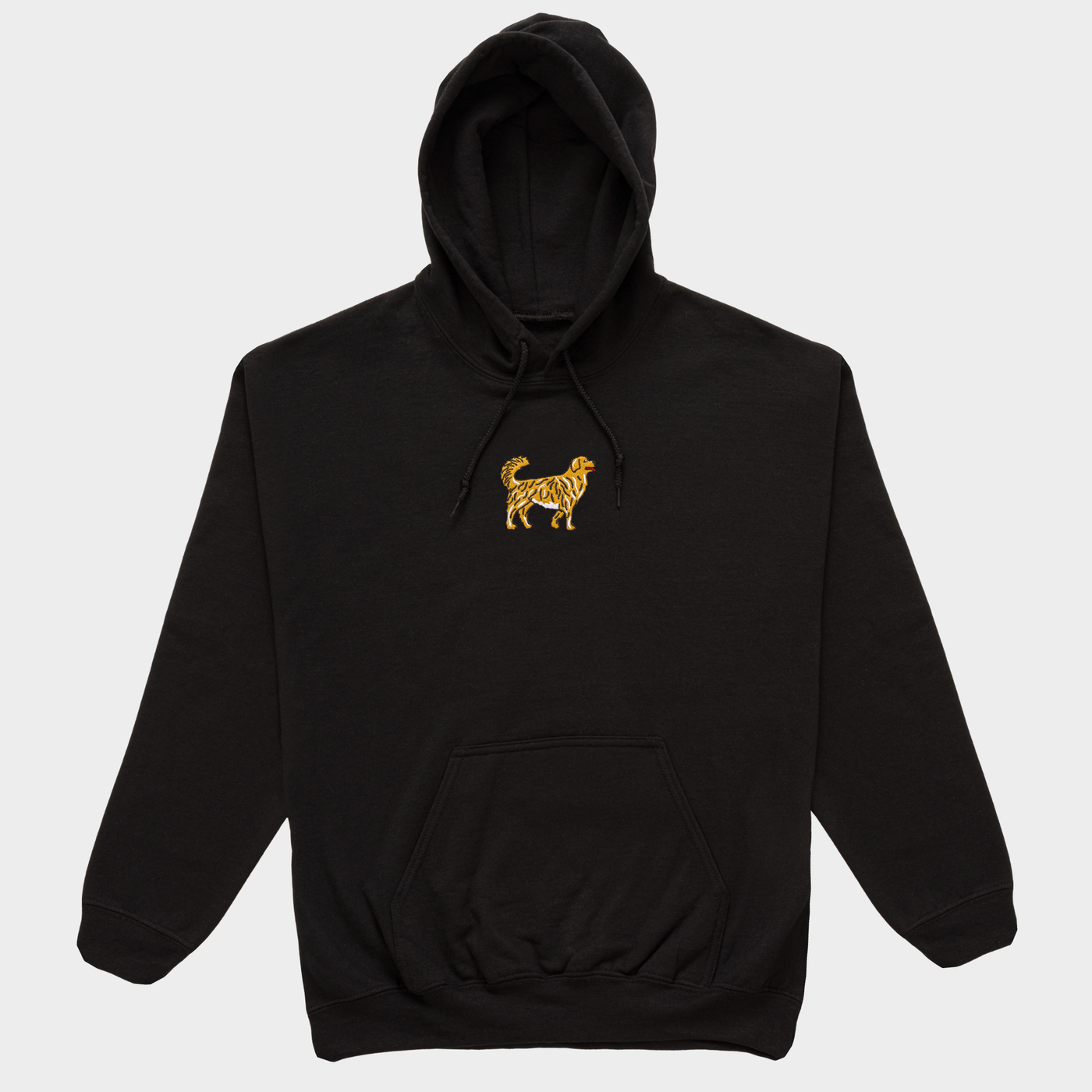 Bobby's Planet Men's Embroidered Golden Retriever Hoodie from Paws Dog Cat Animals Collection in Black Color#color_black