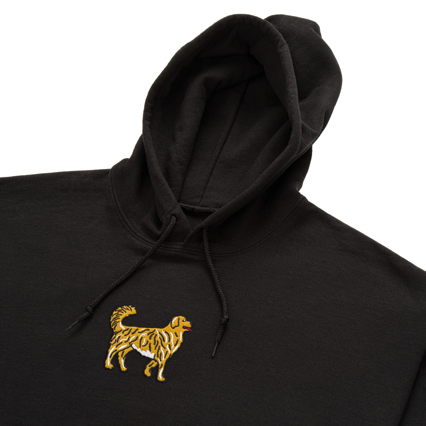 Bobby's Planet Men's Embroidered Golden Retriever Hoodie from Paws Dog Cat Animals Collection in Black Color#color_black