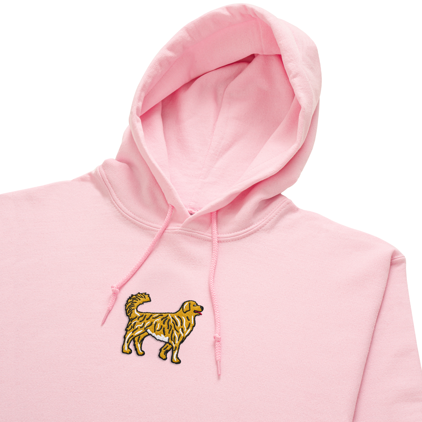 Bobby's Planet Women's Embroidered Golden Retriever Hoodie from Paws Dog Cat Animals Collection in Light Pink Color#color_light-pink