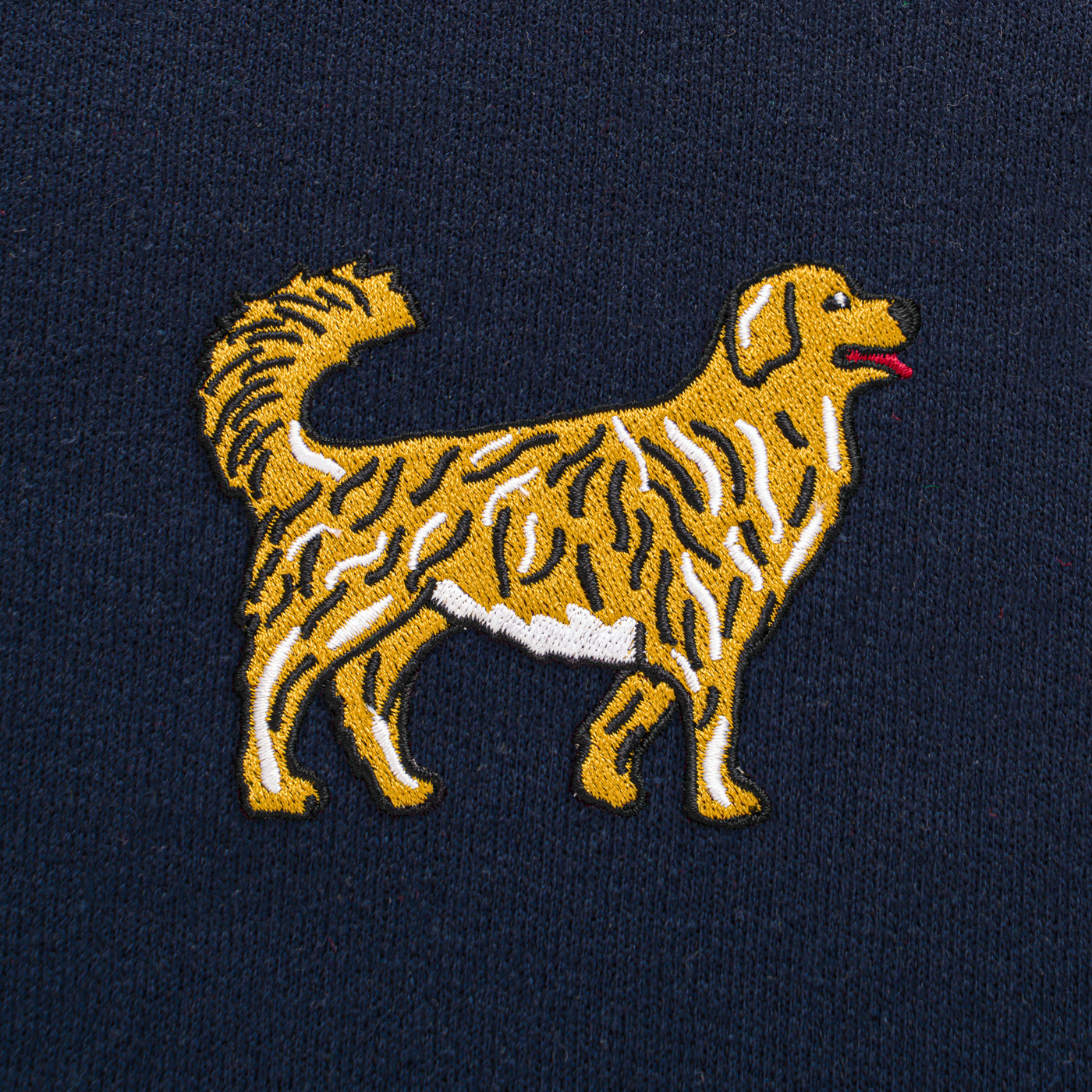 Bobby's Planet Women's Embroidered Golden Retriever Hoodie from Paws Dog Cat Animals Collection in Navy Color#color_navy