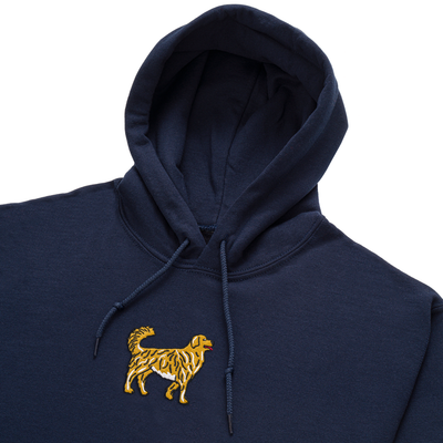 Bobby's Planet Men's Embroidered Golden Retriever Hoodie from Paws Dog Cat Animals Collection in Navy Color#color_navy