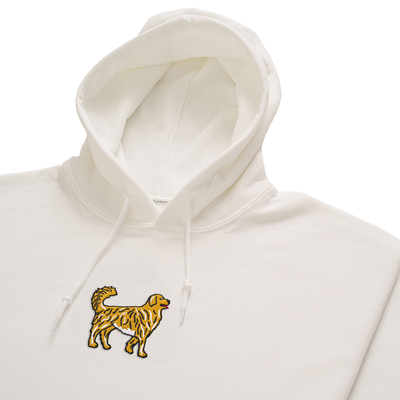 Bobby's Planet Men's Embroidered Golden Retriever Hoodie from Paws Dog Cat Animals Collection in White Color#color_white