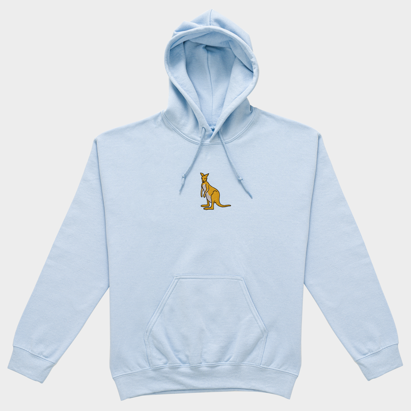 Bobby's Planet Women's Embroidered Kangaroo Hoodie from Australia Down Under Animals Collection in Light Blue Color#color_light-blue