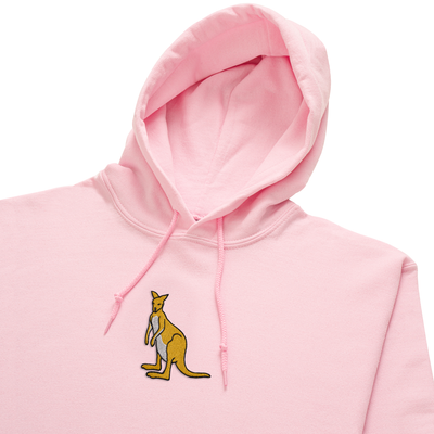 Bobby's Planet Women's Embroidered Kangaroo Hoodie from Australia Down Under Animals Collection in Light Pink Color#color_light-pink