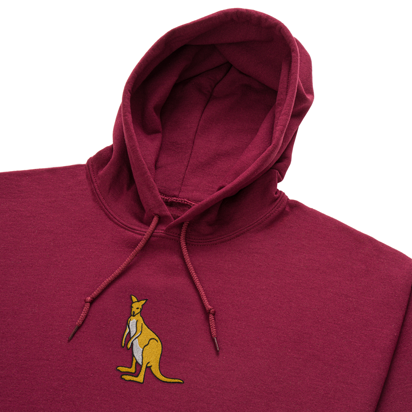 Bobby's Planet Men's Embroidered Kangaroo Hoodie from Australia Down Under Animals Collection in Maroon Color#color_maroon