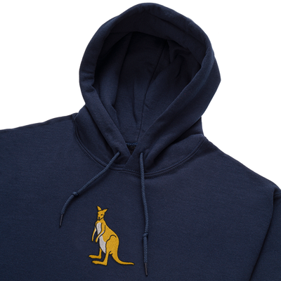 Bobby's Planet Women's Embroidered Kangaroo Hoodie from Australia Down Under Animals Collection in Navy Color#color_navy