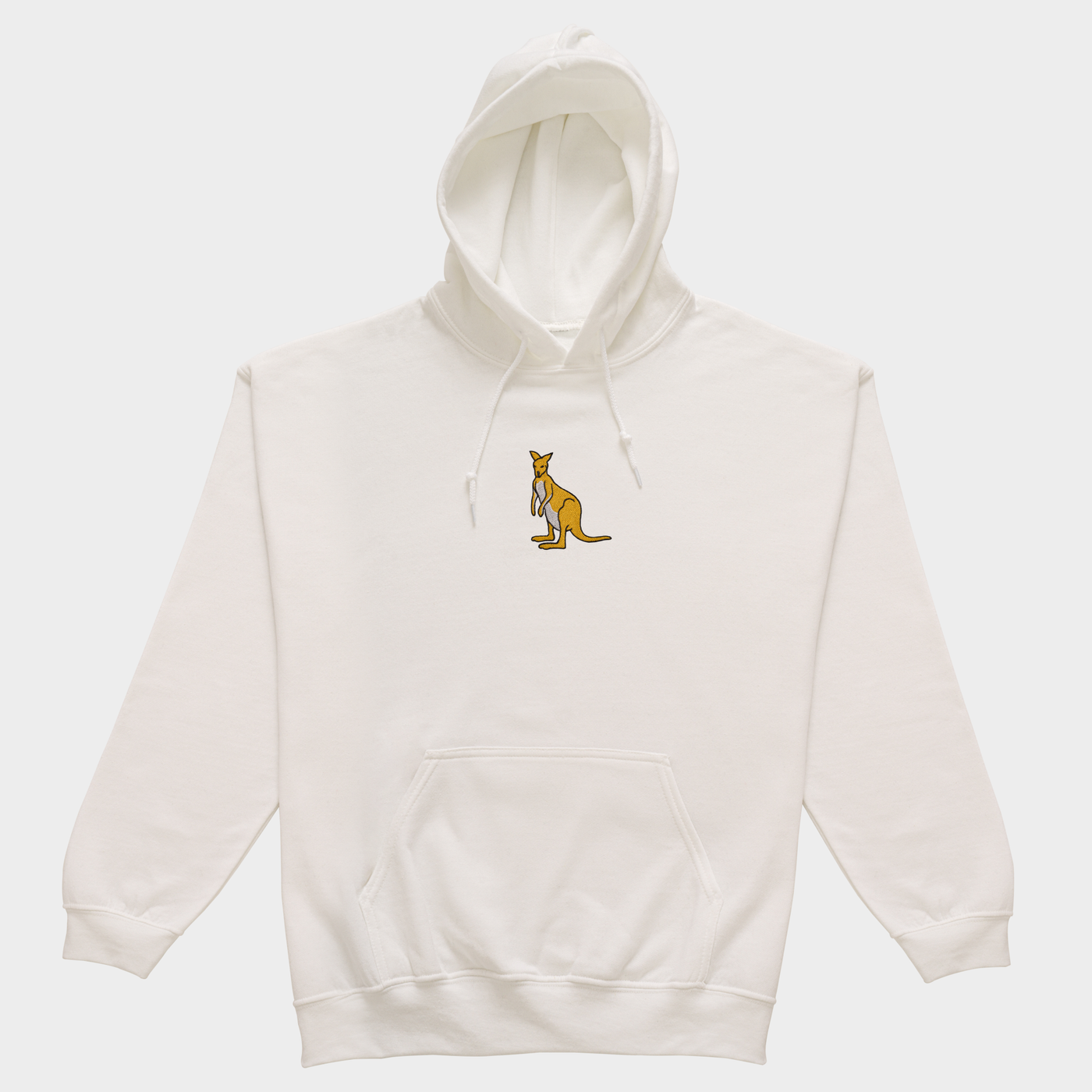 Bobby's Planet Women's Embroidered Kangaroo Hoodie from Australia Down Under Animals Collection in White Color#color_white