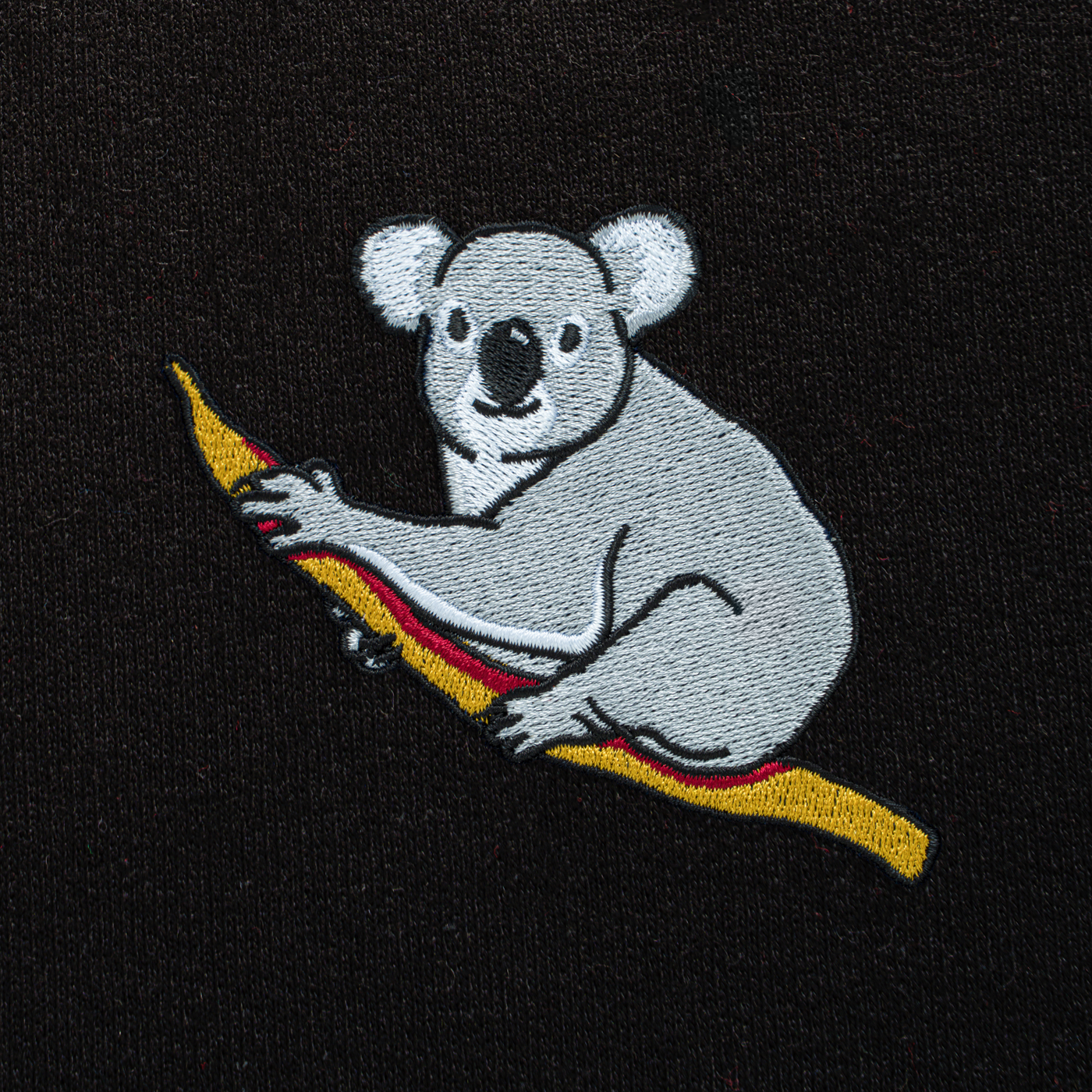 Bobby's Planet Men's Embroidered Koala Hoodie from Australia Down Under Animals Collection in Black Color#color_black
