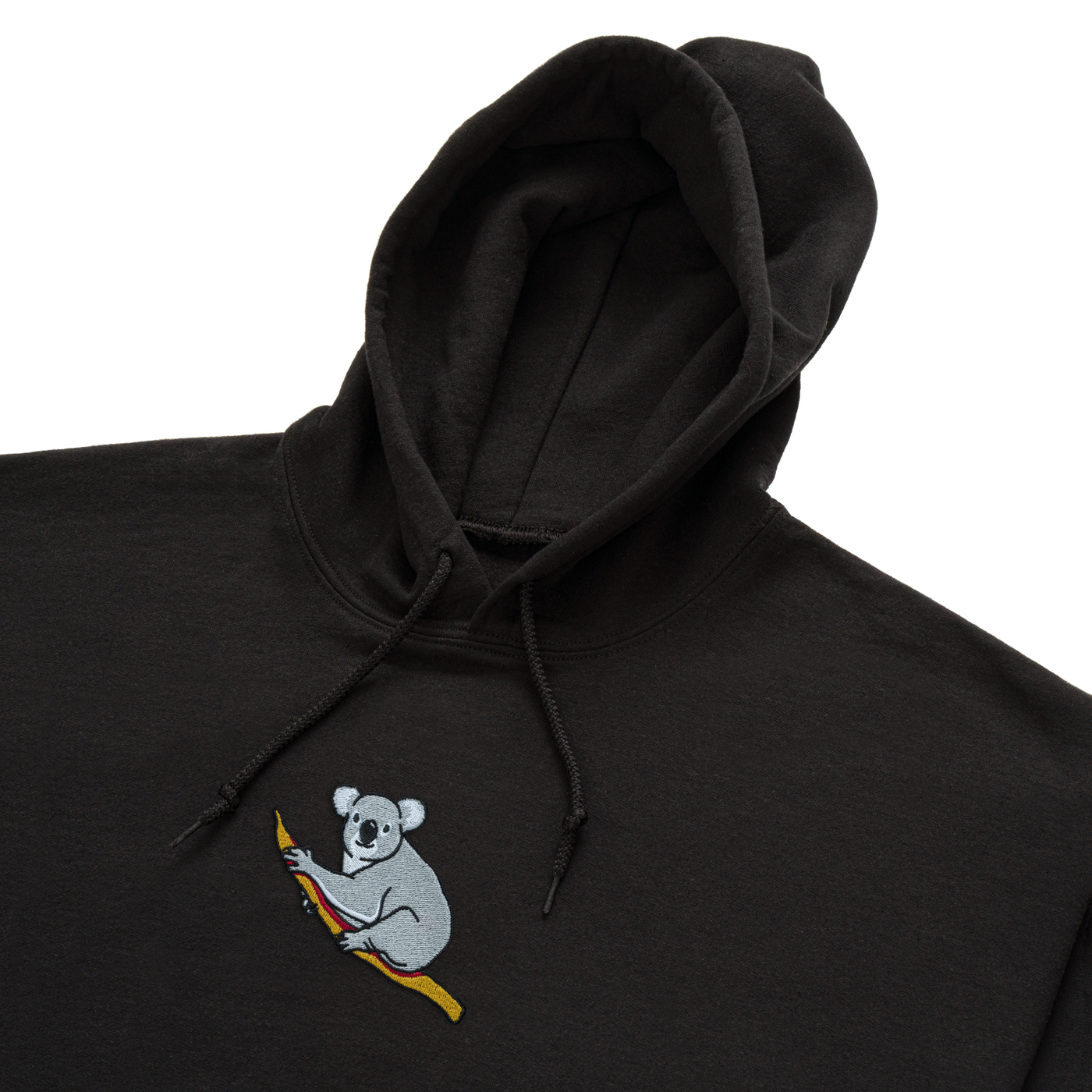 Bobby's Planet Men's Embroidered Koala Hoodie from Australia Down Under Animals Collection in Black Color#color_black