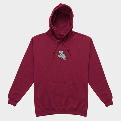 Bobby's Planet Women's Embroidered Koala Hoodie from Australia Down Under Animals Collection in Maroon Color#color_maroon