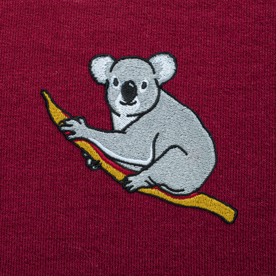 Bobby's Planet Men's Embroidered Koala Hoodie from Australia Down Under Animals Collection in Maroon Color#color_maroon