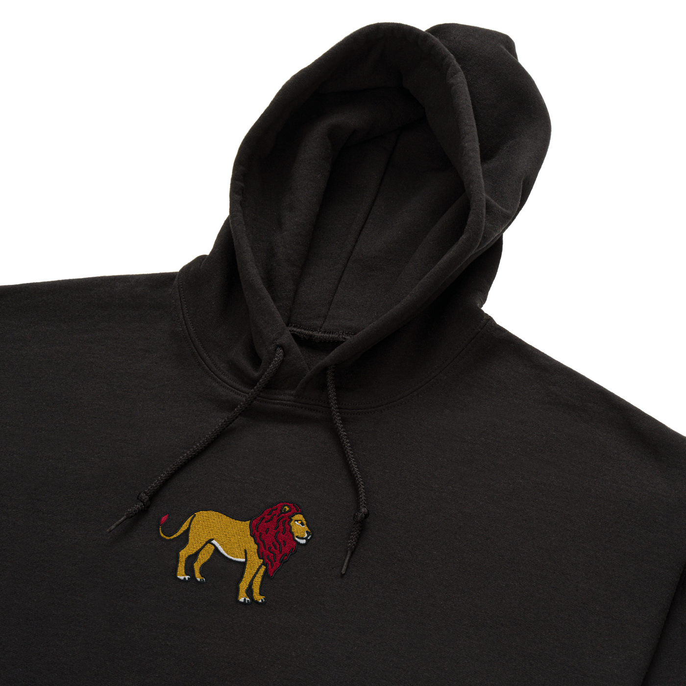 Bobby's Planet Men's Embroidered Lion Hoodie from African Animals Collection in Black Color#color_black