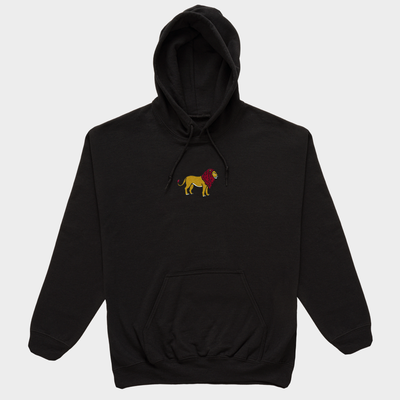 Bobby's Planet Men's Embroidered Lion Hoodie from African Animals Collection in Black Color#color_black