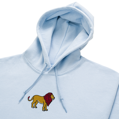 Bobby's Planet Women's Embroidered Lion Hoodie from African Animals Collection in Light Blue Color#color_light-blue