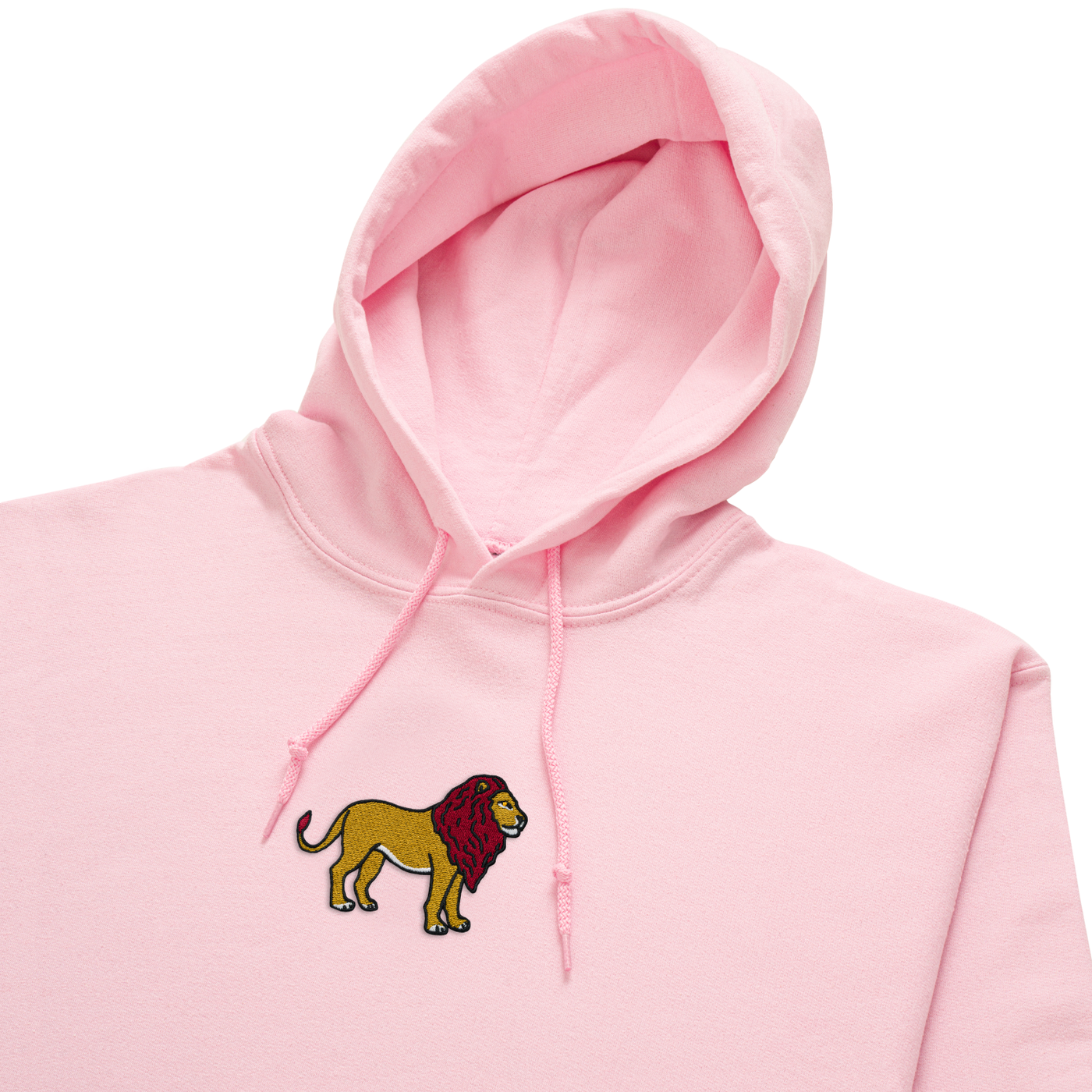 Bobby's Planet Women's Embroidered Lion Hoodie from African Animals Collection in Light Pink Color#color_light-pink