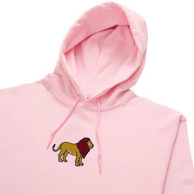 Bobby's Planet Women's Embroidered Lion Hoodie from African Animals Collection in Light Pink Color#color_light-pink