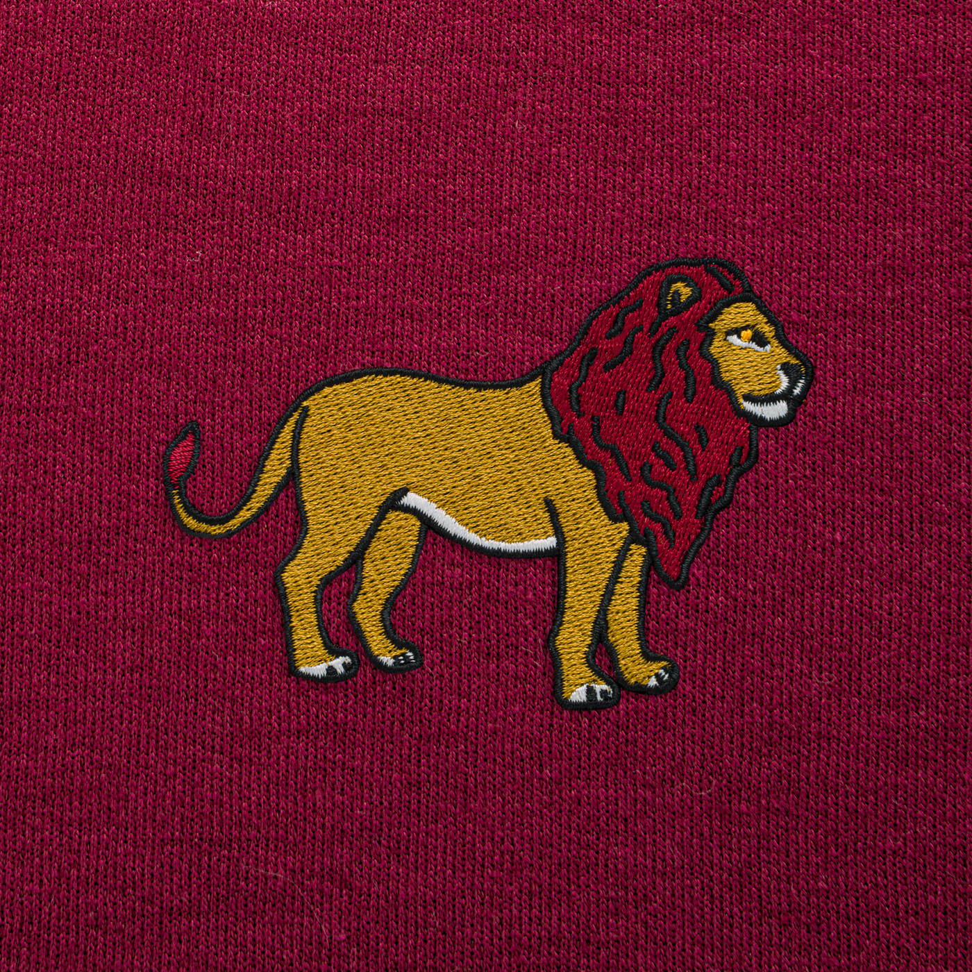 Bobby's Planet Men's Embroidered Lion Hoodie from African Animals Collection in Maroon Color#color_maroon