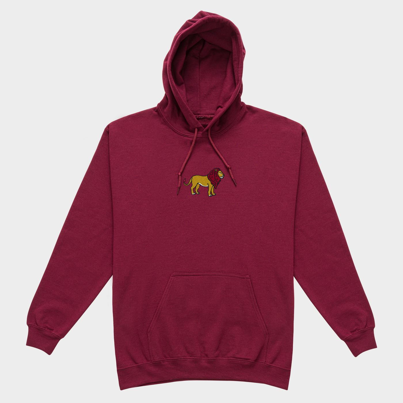 Bobby's Planet Women's Embroidered Lion Hoodie from African Animals Collection in Maroon Color#color_maroon
