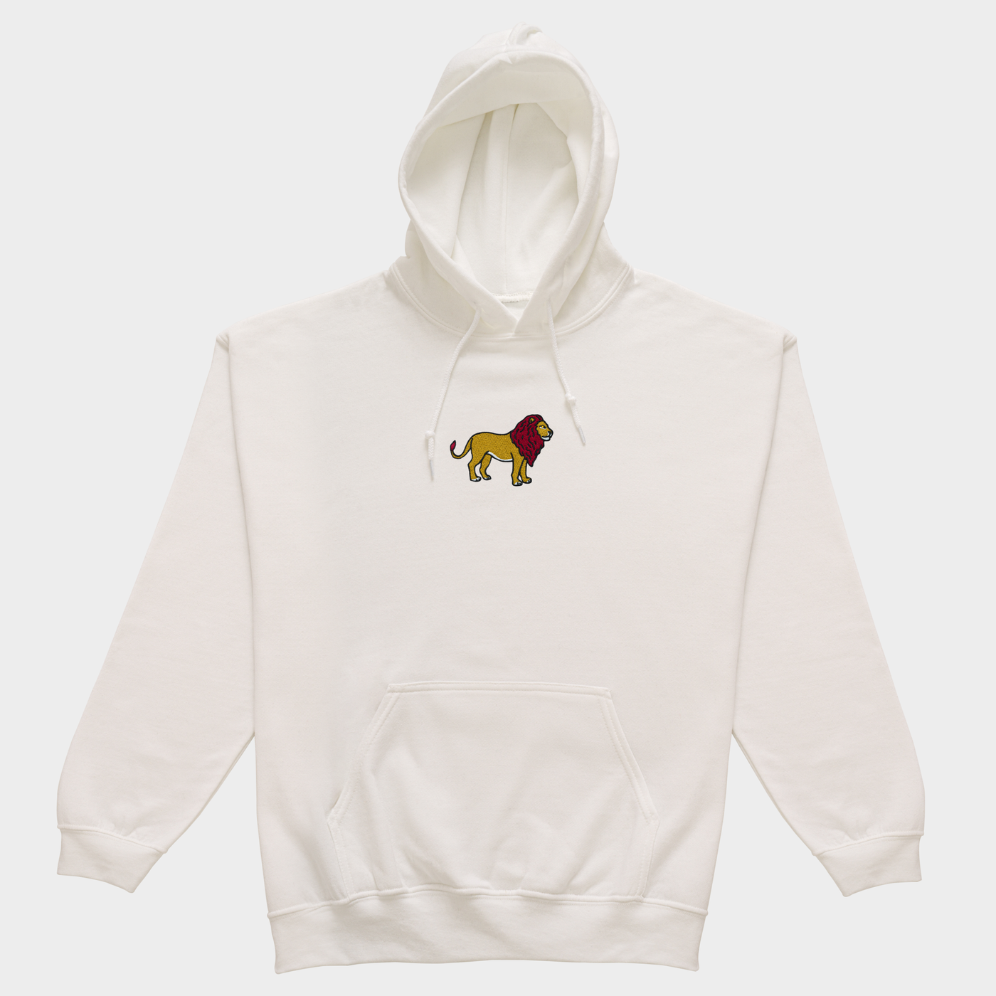 Bobby's Planet Women's Embroidered Lion Hoodie from African Animals Collection in White Color#color_white
