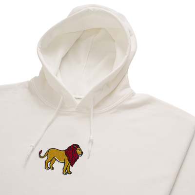 Bobby's Planet Men's Embroidered Lion Hoodie from African Animals Collection in White Color#color_white