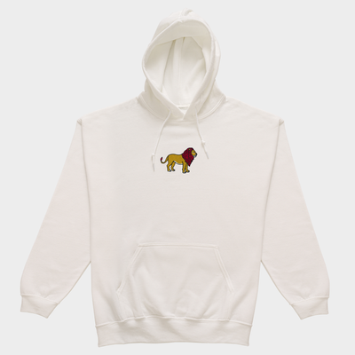 Bobby's Planet Men's Embroidered Lion Hoodie from African Animals Collection in White Color#color_white