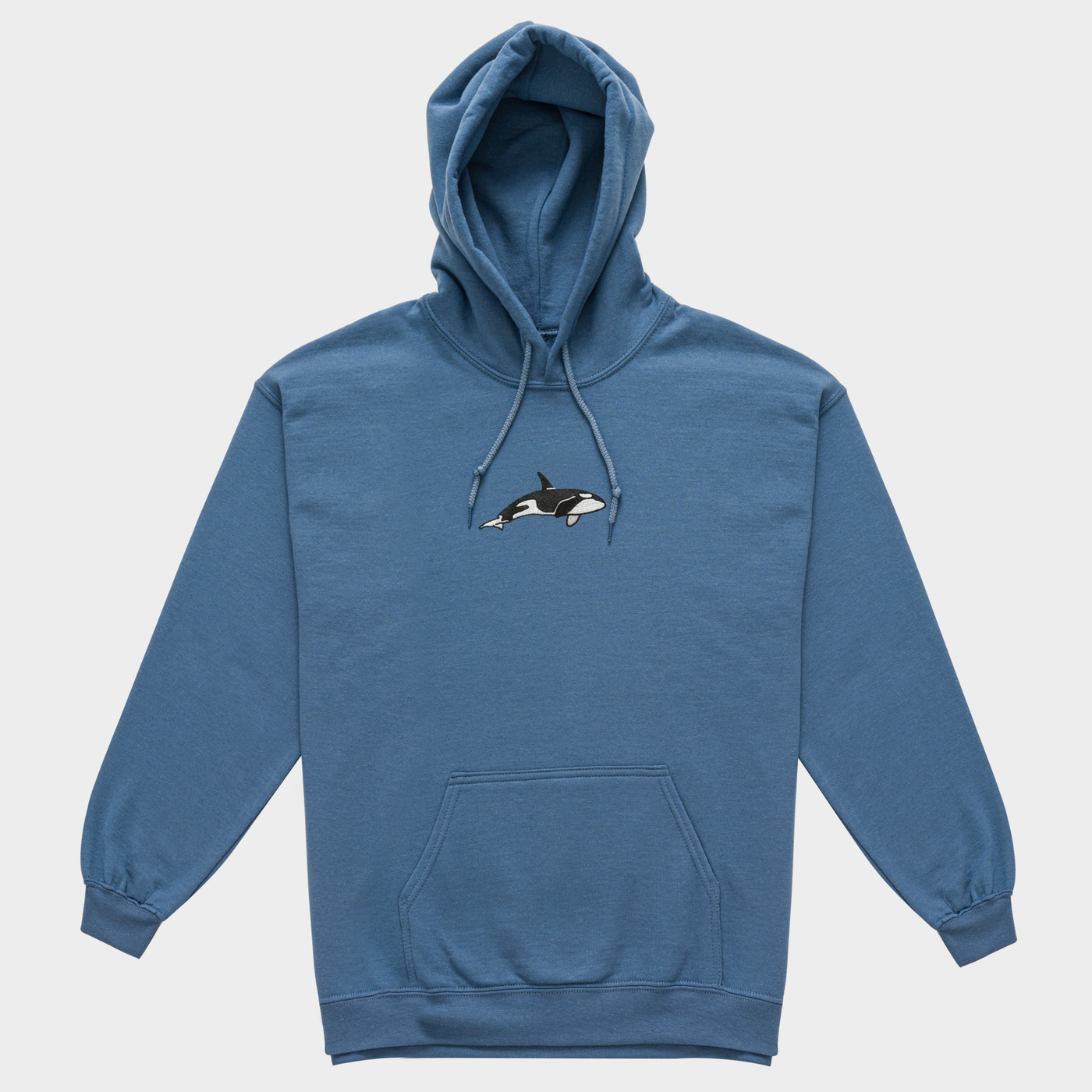 Bobby's Planet Men's Embroidered Orca Hoodie from Seven Seas Fish Animals Collection in Indigo Blue Color#color_indigo-blue