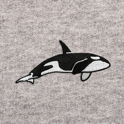 Bobby's Planet Men's Embroidered Orca Hoodie from Seven Seas Fish Animals Collection in Sport Grey Color#color_sport-grey