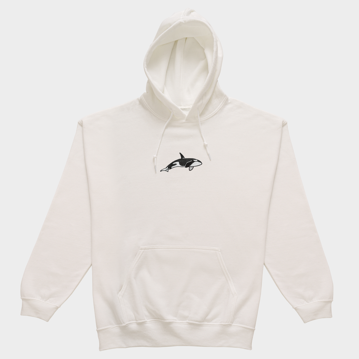Bobby's Planet Women's Embroidered Orca Hoodie from Seven Seas Fish Animals Collection in White Color#color_white
