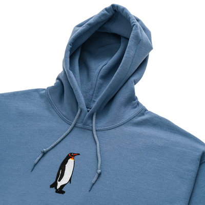 Bobby's Planet Men's Embroidered Penguin Hoodie from Arctic Polar Animals Collection in Indigo Blue Color#color_indigo-blue