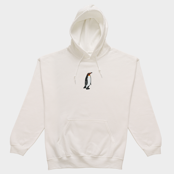 Bobby's Planet Women's Embroidered Penguin Hoodie from Arctic Polar Animals Collection in White Color#color_white