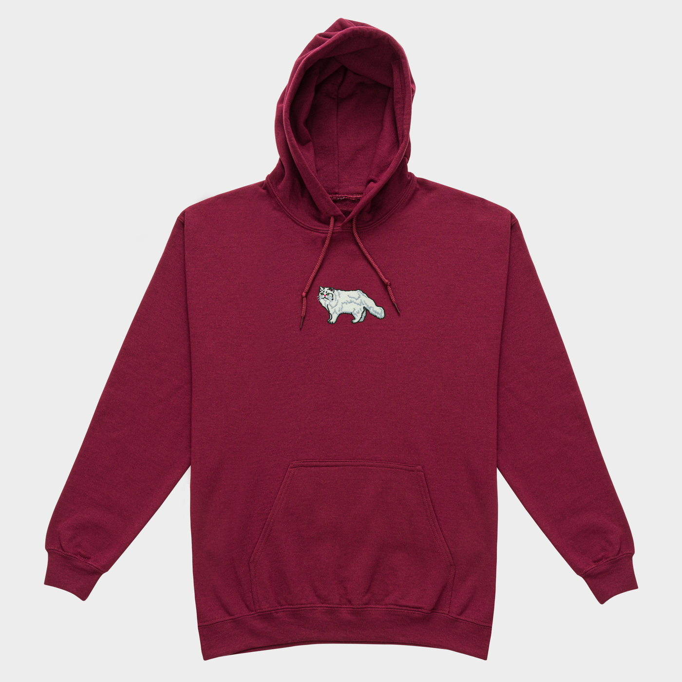 Bobby's Planet Women's Embroidered Persian Hoodie from Paws Dog Cat Animals Collection in Maroon Color#color_maroon
