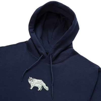 Bobby's Planet Women's Embroidered Persian Hoodie from Paws Dog Cat Animals Collection in Navy Color#color_navy