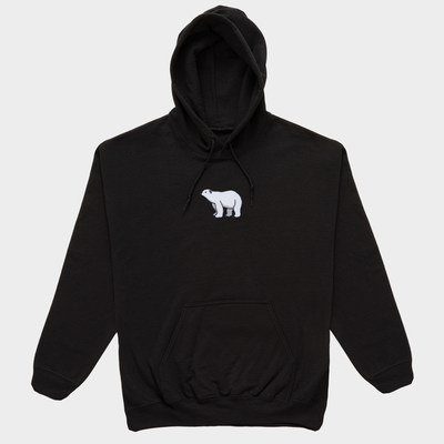 Bobby's Planet Men's Embroidered Polar Bear Hoodie from Arctic Polar Animals Collection in Black Color#color_black