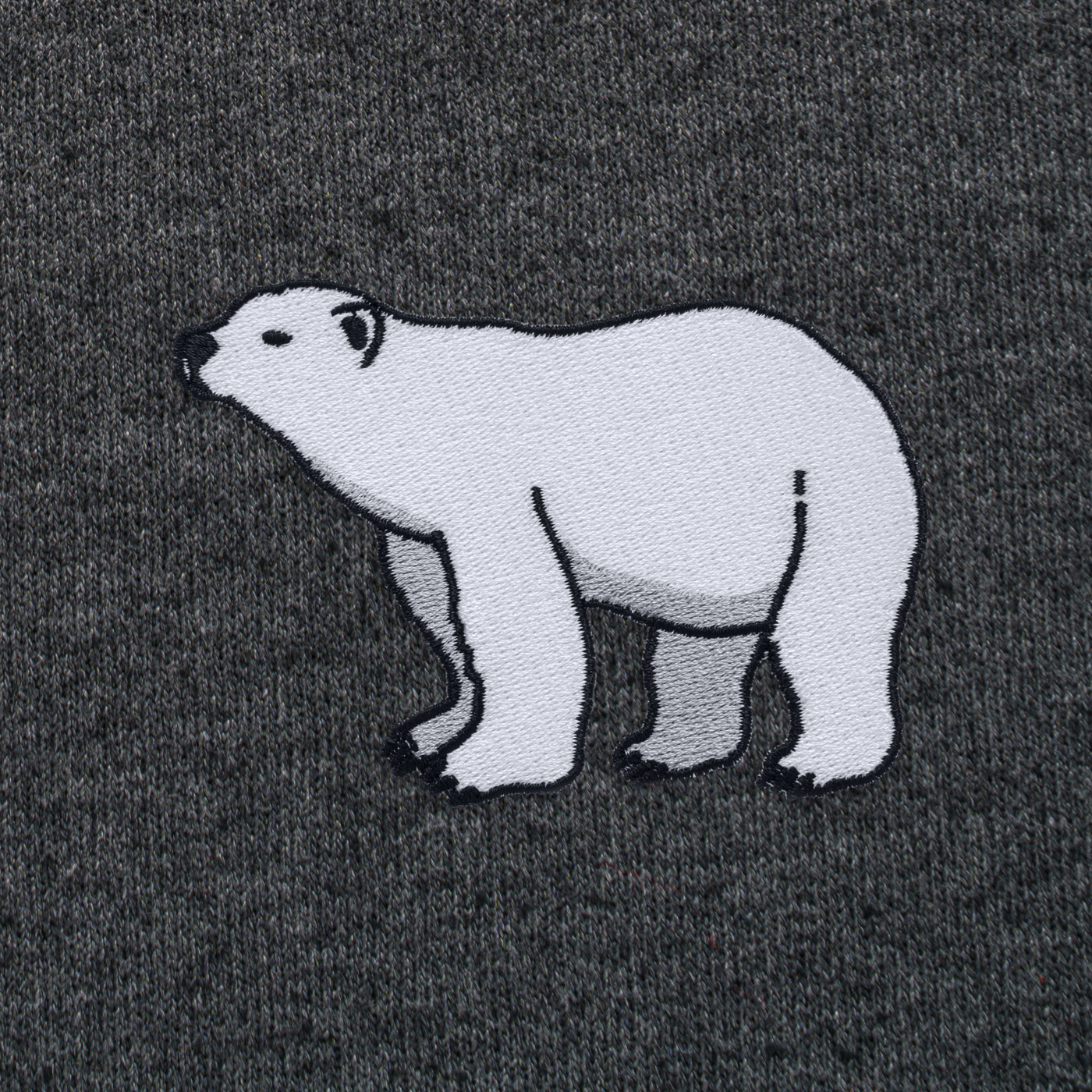 Bobby's Planet Men's Embroidered Polar Bear Hoodie from Arctic Polar Animals Collection in Dark Grey Heather Color#color_dark-grey-heather