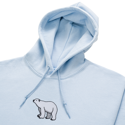 Bobby's Planet Women's Embroidered Polar Bear Hoodie from Arctic Polar Animals Collection in Light Blue Color#color_light-blue