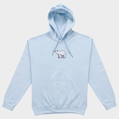 Bobby's Planet Men's Embroidered Polar Bear Hoodie from Arctic Polar Animals Collection in Light Blue Color#color_light-blue